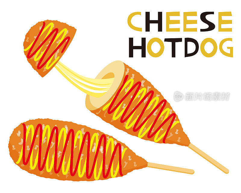 Vector illustration of Cheese hot dog
